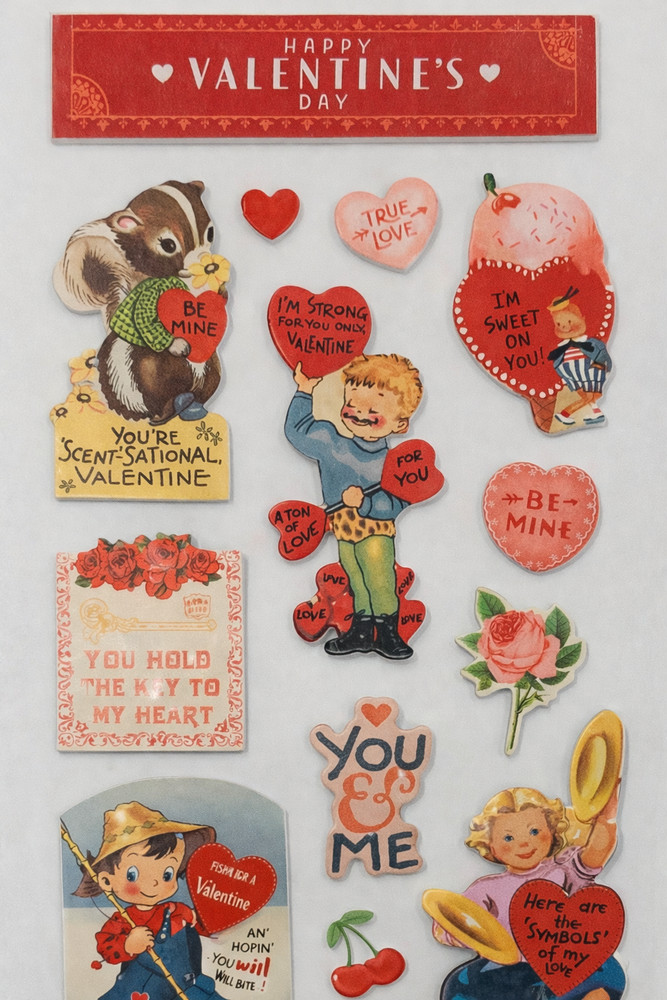 Happy Valentine’s Day Vintage Style Heart Foam Stickers Crafts Planner Supply