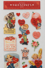 Happy Valentine’s Day Vintage Style Heart Foam Stickers Crafts Planner Supply