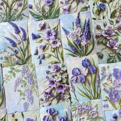 23 Sheets Vintage Flowers Texture Scrapbook Paper Journal Album Decorative Craft