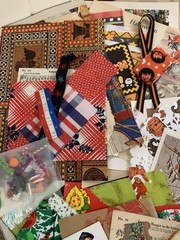 Assorted Holiday Themed Vintage Junk Journaling Paper & Buttons Packet 130 Items