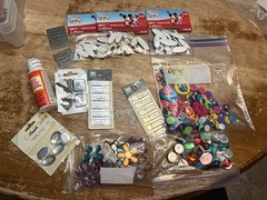 Lot Of Craft Items Scrapbooking Beads Buttons Appliqués More