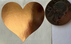 ROSE GOLD HEART Metallic Stickers(2pc)Mrs.Grossman’s •Valentine’s•Card Making•