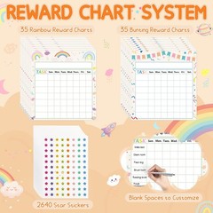 Sticker Chart for Kids 70 PCS Chore Chart for Kids with 2640 Star Stickers