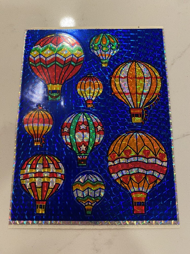 Vtg Stickers 80s Hallmark Razzle Dazzle Stickers Hot Air Balloons One Sheet