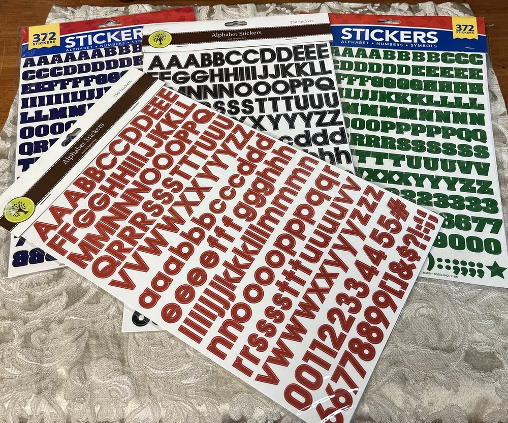 Red Black Green Blue ALPHABET LETTERS Scrapbook Craft Sticker Pack Bundle Set