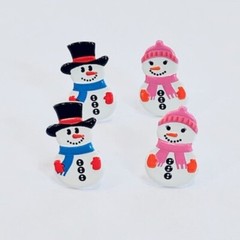 SNOW COUPLE SCRAPBOOKING DECORATIVE BRADS EYELET OUTLET 8 PCS 2 COLORS