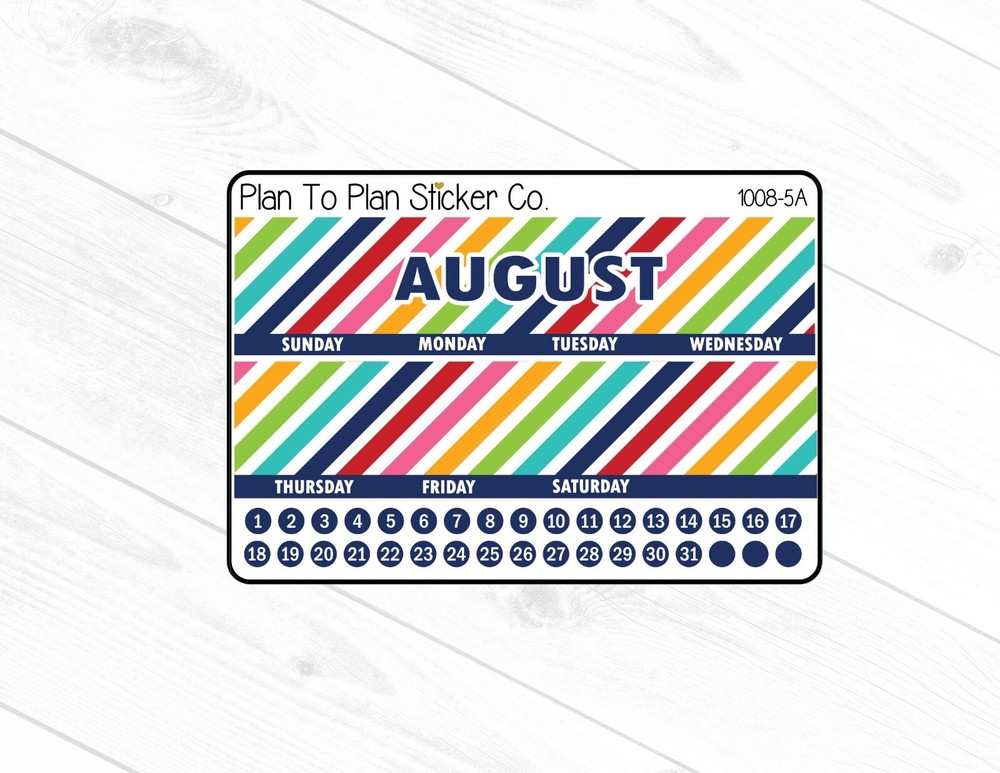 1008-5A~~August 7X9 Monthly View Planner Stickers.