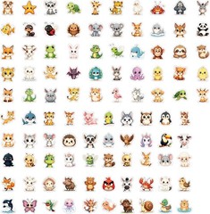 100 Baby Animal Stickers Waterproof Vinyl Cute Kids Reward Party Favor