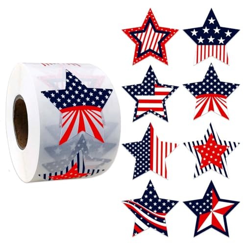 500 Pcs 4th of July Patriotic Stickers 1.5Inch American Flag Sticker USA Four…
