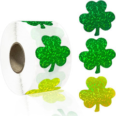 500 Pcs St Patrick’S Day Clover Stickers 1.5 Inch Green Self-Adhesive Decals
