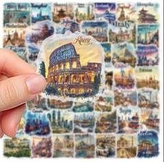 10pcs World Travel Country Stickers- Scrapbook, Journal, DIY Crafts- Clear Back