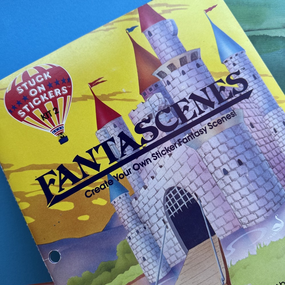 Vintage 80s Stuck On Stickers Kit 2 Scholastic Fantascenes Album Book 1983 Used
