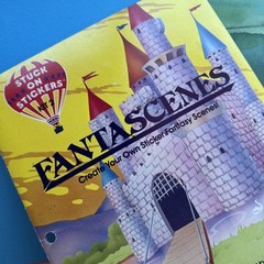 Vintage 80s Stuck On Stickers Kit 2 Scholastic Fantascenes Album Book 1983 Used