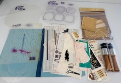 Craft Stencil & Art Lot: Journaling Genie Stickers Brushes & Gold Foil Sheets
