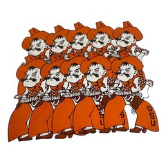 Lot of 10 OSU Pistol Pete Die Cuts 10″ x 6″ Cardstock Oklahoma State Cowboys