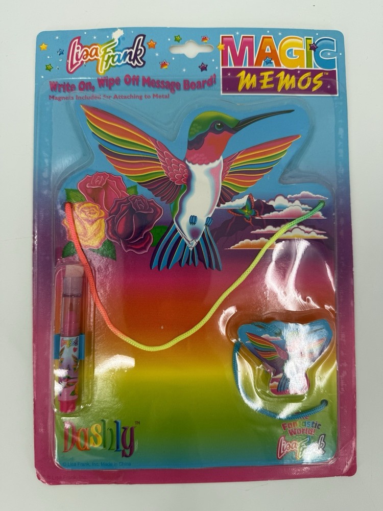 Vintage 90s Lisa Frank Magic Memos Dashley The Humming Bird Rainbow Erase Board