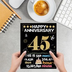 Joycard 45th Anniversary Card for Women Men, Sapphire Wedding Card for Wife H…