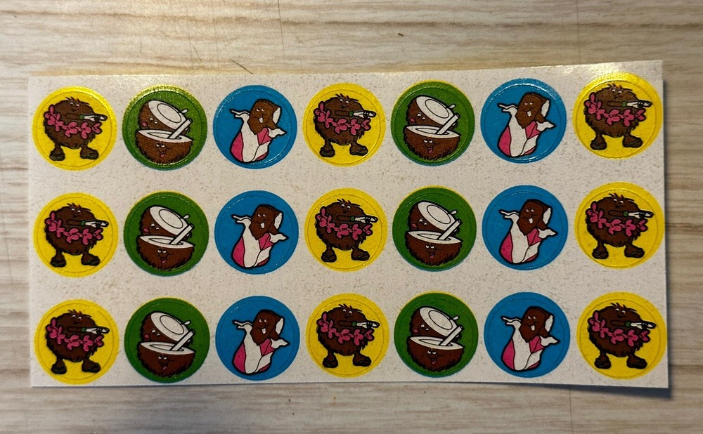 Scratch & Sniff Stickers Vintage 90s Rare HTF Coconut