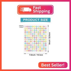 1680 Pieces 0.5 Inch Circle-Backed Letter Stickers, 10 Sheets Alphabet and Numbe