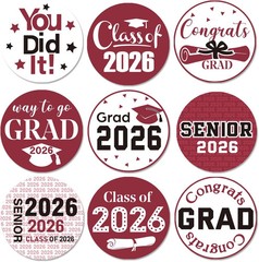 Chinco 504 Pieces 2026 Graduation Stickers Congrats Grad Senior Class of 2026 Pa