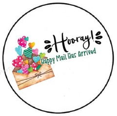 HOORAY HAPPY MAIL HAS ARRIVED ENVELOPE OF HEARTS ENVELOPE SEALS LABELS STICKERS