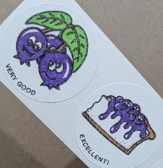 Vintage Matte CTP Blueberry Scratch & Sniff Sticker Strip of 3
