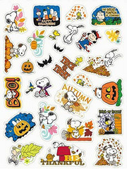 Peanuts Snoopy Charlie Brown Autumn Halloween Thanksgiving Themed Stickers 2 Pk