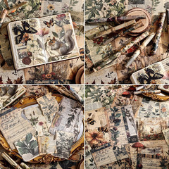 120 Sheets Vintage Botanical Scrapbook Paper Set, Journaling Scrapbooking Suppli