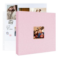 12×12 Scrapbook Photo Album 3 Ring Binder Linen Cover Pink 60 Pages DIY Memory