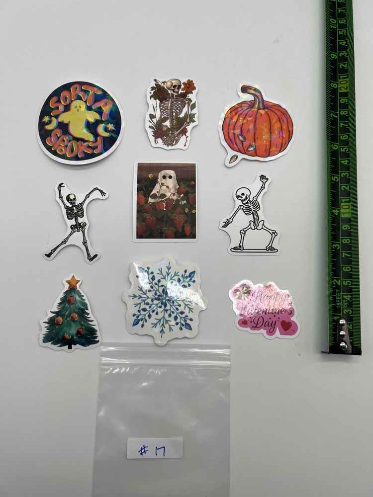 Multiuse Vinyl Sticker Lot of 5 Asstd Holidays Halloween Skeleton Christmas Love