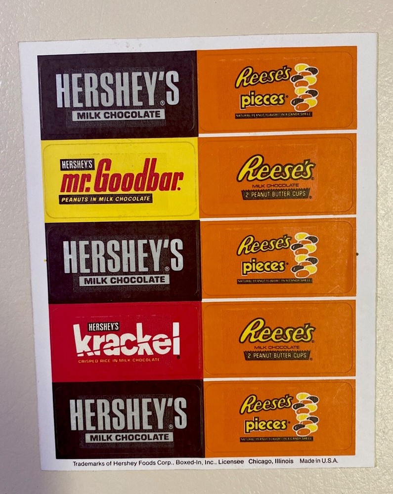 Vintage 1980’s Hershey’s Boxed-In Matte Scratch Sniff Stickers *Chocolate Scent*