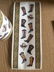 Vintage Boots, Hats, And Borders Sticker ROLL by Debra Jordan Bryan Cowboy West