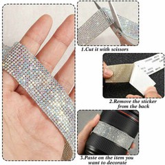 Self Adhesive Crystal Rhinestone Sticker Diamond Ribbon DIY Car Phone Bags Decor