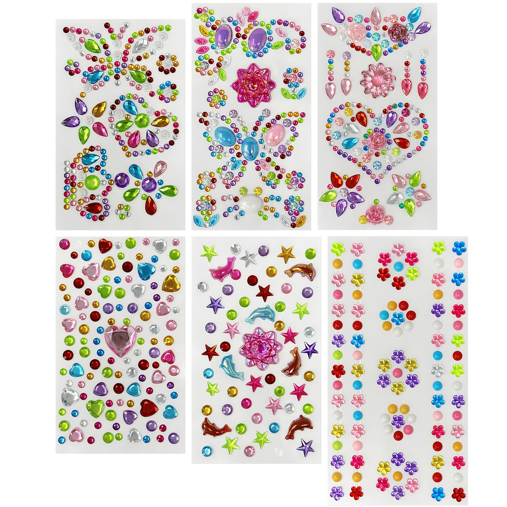 Wrapables Crystal Rhinestone Gem Stickers, Bling Jewel Adhesives (Set of 6)