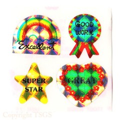 Vintage 80’s Great Seven 7 PRISM Reward Rainbow Star Heart Sticker Mod