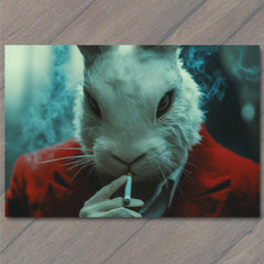 STICKER Smoking Rabbit Red Suit Cool Noir Mysterious Stylish Bunny Easter