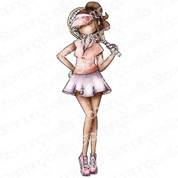 New Stamping Bella Rubber Stamp CURVY GIRL PLAYS TENNIS cling free USA ship