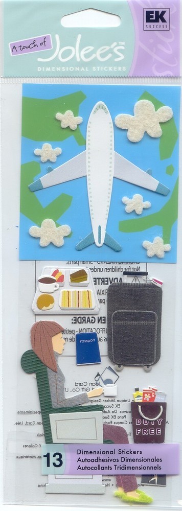 A Touch of Jolee’s PLANE TRIP Theme 3-D Stickers 13 PC 64500 FAST FREE shipping!