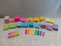 Craft lot set POST IT NOTES Rainbow Pink Green Purple marker tabs memo