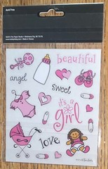 Paper Studio ~ Stick-A-bilities BABY Its A Girl Sweet Angel Doll Stroller Bottle