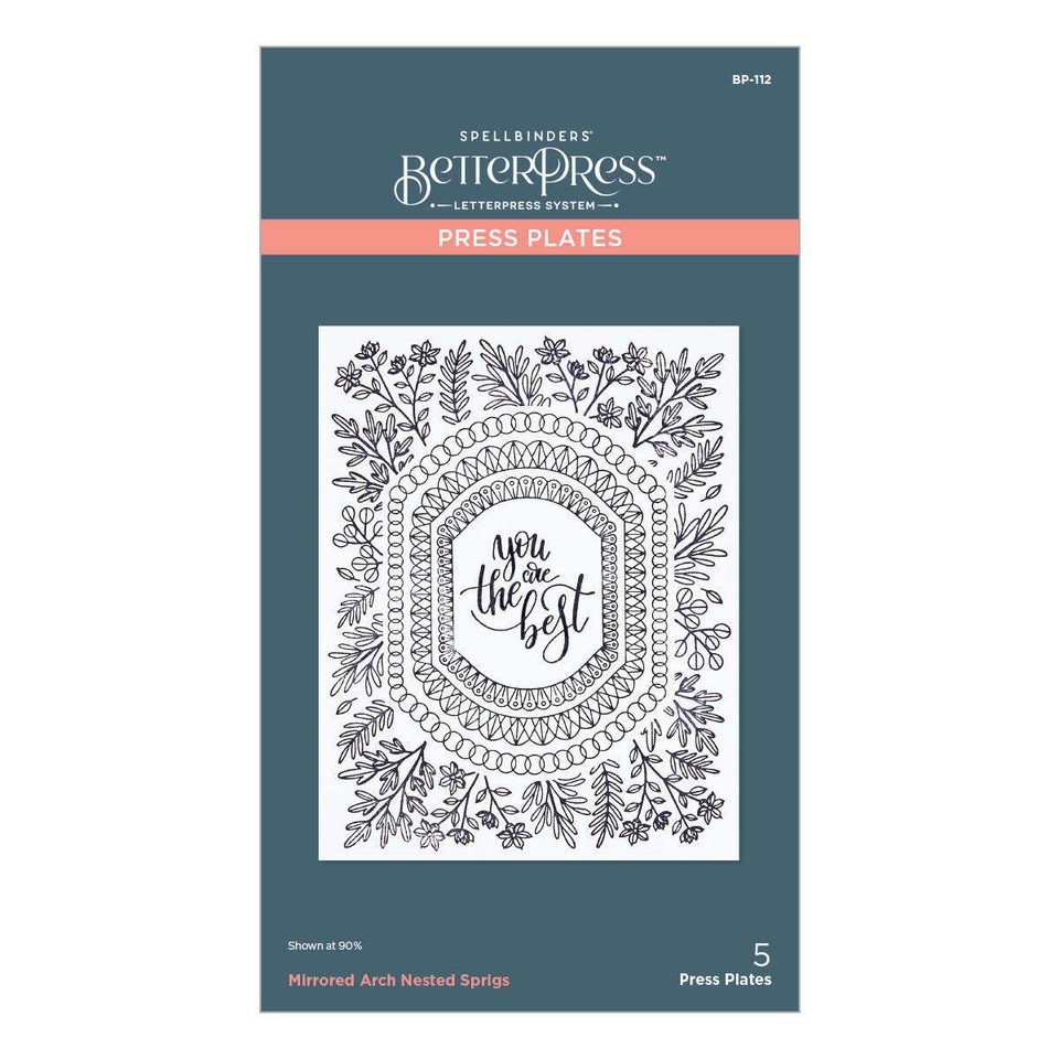 Spellbinders BETTER PRESS PRESS PLATE- MIRRORED ARCH NESTED SPRIGS BP-112
