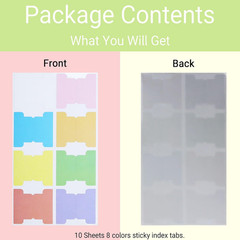 Sticky Index Tabs, Blank Colorful Page Markers, Repositionable Writable Flags
