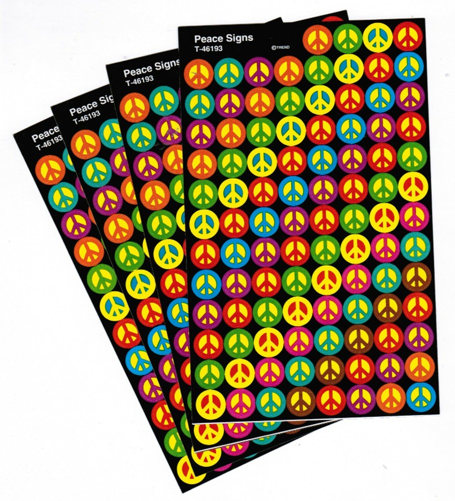 Colorful PEACE SIGNS 4 Sheets 400 Mini Scrapbook Stickers!!