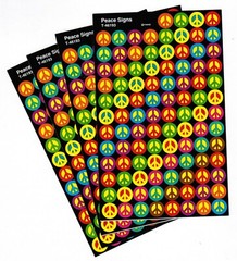Colorful PEACE SIGNS 4 Sheets 400 Mini Scrapbook Stickers!!
