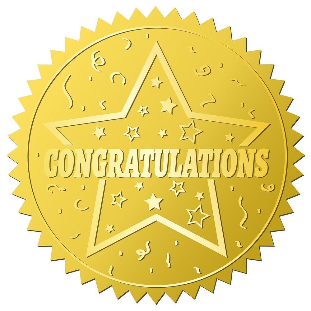 408Pcs Congratulations Gold Foil Embossed Stickers 2″ Star Self Adhesive Enve…