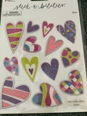 THE PAPER STUDIO STICKABILITIES STICKERS 2 SHEETS MULTI-COLOR HEARTS 26PCS