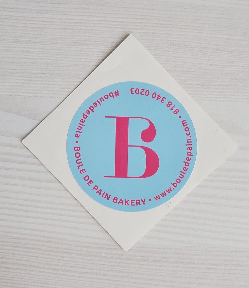 Boule De Pain Bakery Sticker 3 Inches Round Blue/Pink NEW