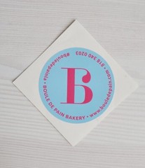 Boule De Pain Bakery Sticker 3 Inches Round Blue/Pink NEW