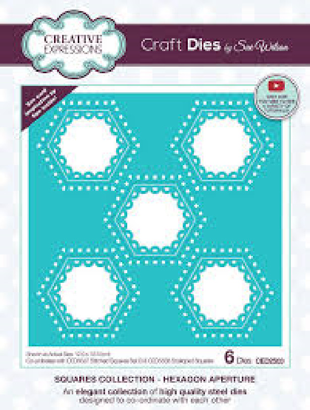 Creative Expressions Metal Cutting Die – SQUARES COLLECTION – HEXAGON APERTURE