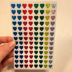 Iridescent Glitter Holographic Heart Stickers Love 5 Color 0.35″ Sheets Select